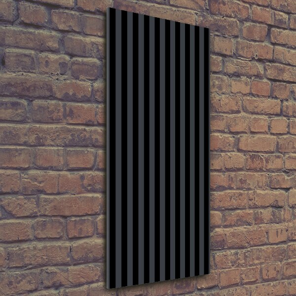 Cuadro de cristal moderno efecto brillo vertical Rayas negras y grises