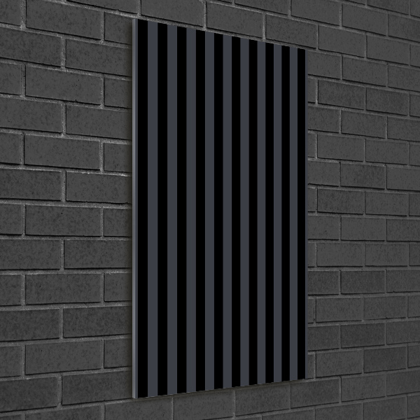 Cuadro de cristal moderno efecto brillo vertical Rayas negras y grises