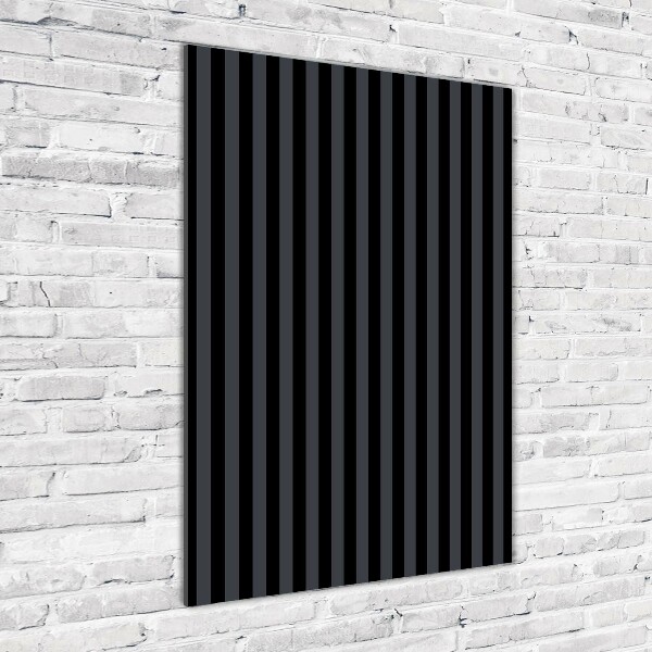 Cuadro de cristal moderno efecto brillo vertical Rayas negras y grises