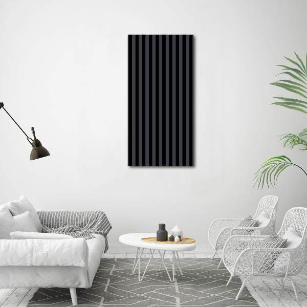 Cuadro de cristal moderno efecto brillo vertical Rayas negras y grises