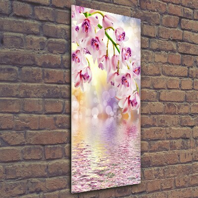 Cuadro de vidrio templado 4mm para pared vertical Orquídea
