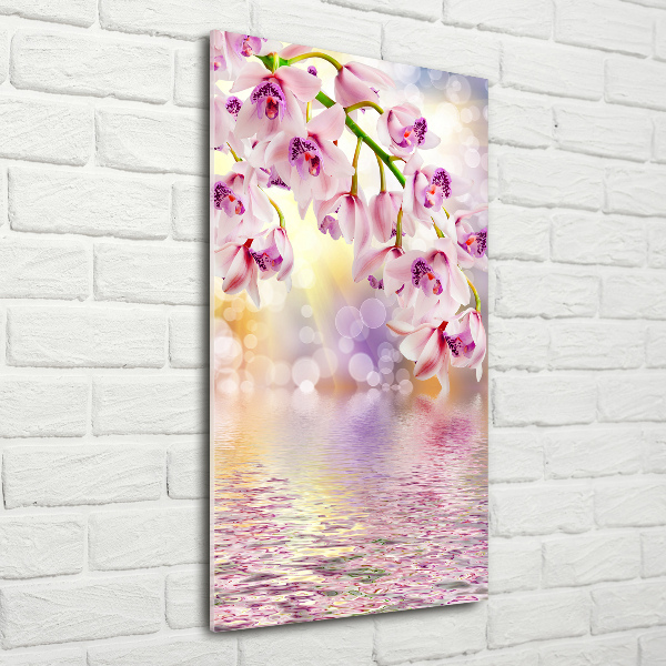 Cuadro de vidrio templado 4mm para pared vertical Orquídea