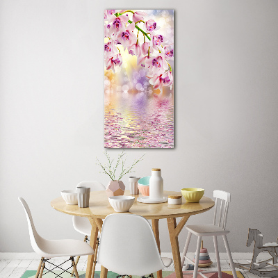 Cuadro de vidrio templado 4mm para pared vertical Orquídea