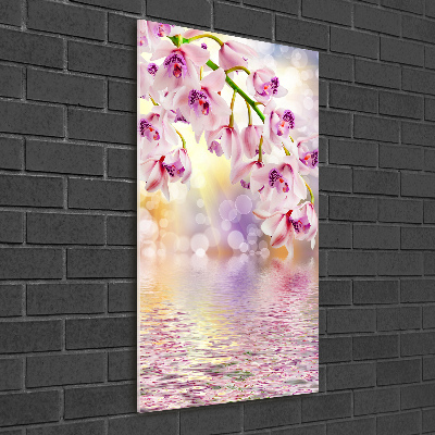 Cuadro de vidrio templado 4mm para pared vertical Orquídea