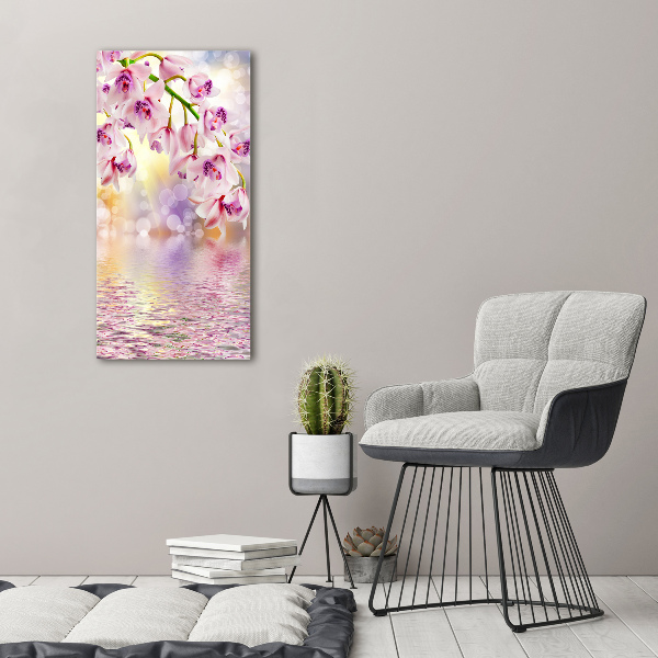 Cuadro de vidrio templado 4mm para pared vertical Orquídea