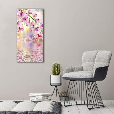 Cuadro de vidrio templado 4mm para pared vertical Orquídea