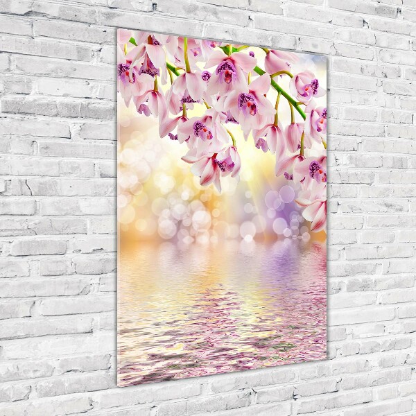 Cuadro de vidrio templado 4mm para pared vertical Orquídea