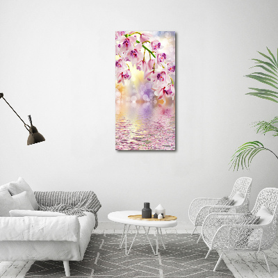 Cuadro de vidrio templado 4mm para pared vertical Orquídea