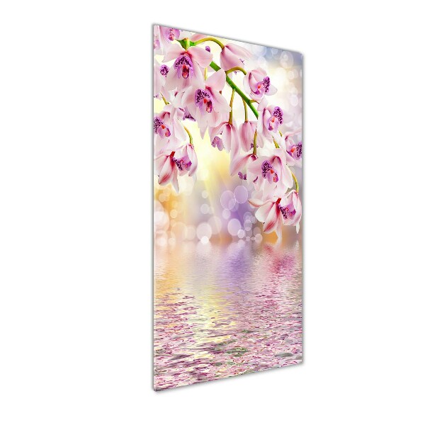 Cuadro de vidrio templado 4mm para pared vertical Orquídea