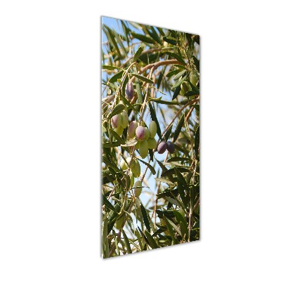Fotocuadro de cristal elegante para hogar vertical Aceitunas en el árbol