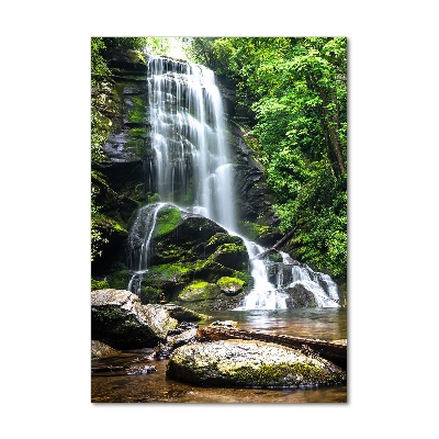 Cuadro decorativo en cristal con canto pulido vertical Cascada en la selva