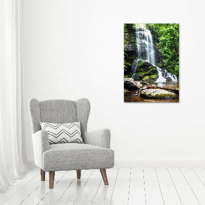 Cuadro decorativo en cristal con canto pulido vertical Cascada en la selva