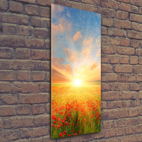 Cuadro de vidrio templado 4mm para pared vertical Campo de amapolas