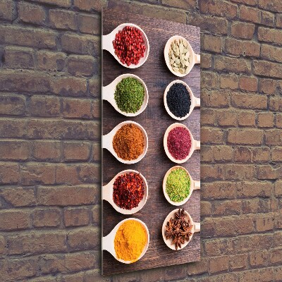 Cuadro de cristal moderno efecto brillo vertical Especias