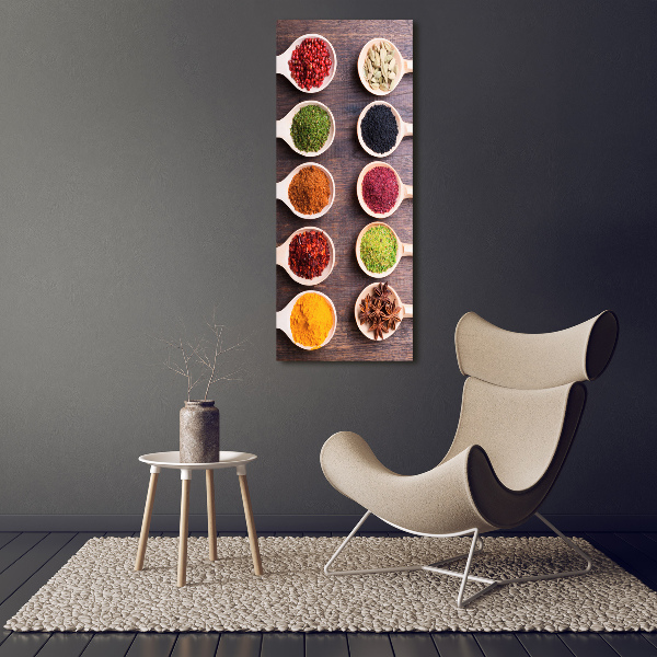 Cuadro de cristal moderno efecto brillo vertical Especias
