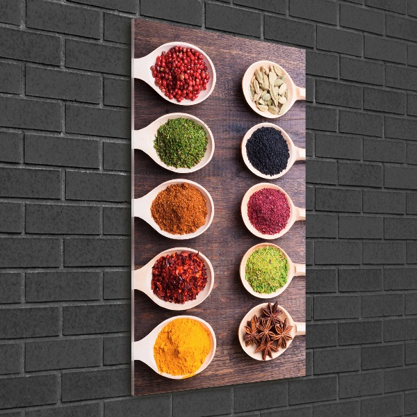 Cuadro de cristal moderno efecto brillo vertical Especias
