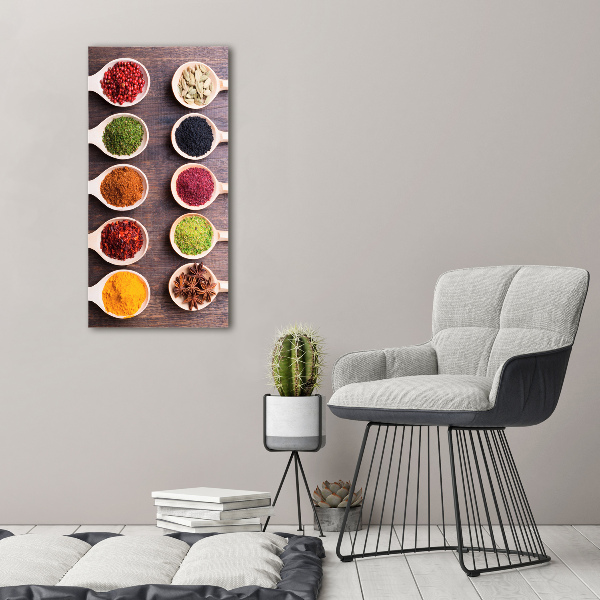 Cuadro de cristal moderno efecto brillo vertical Especias