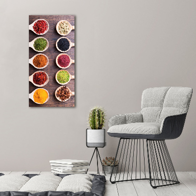 Cuadro de cristal moderno efecto brillo vertical Especias
