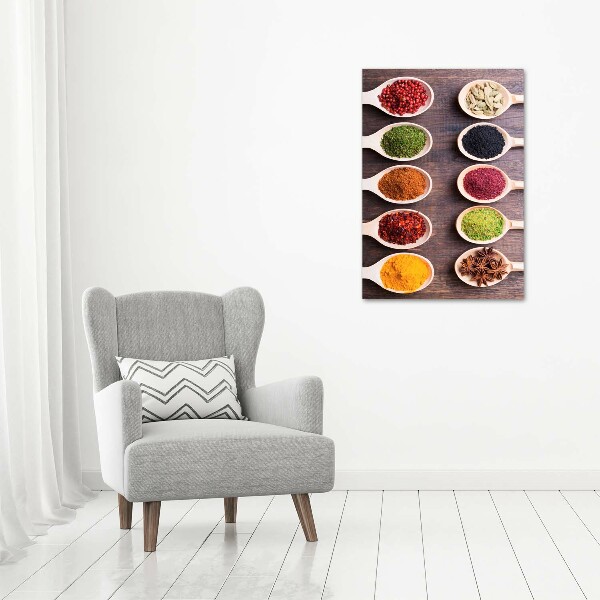 Cuadro de cristal moderno efecto brillo vertical Especias