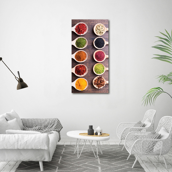 Cuadro de cristal moderno efecto brillo vertical Especias
