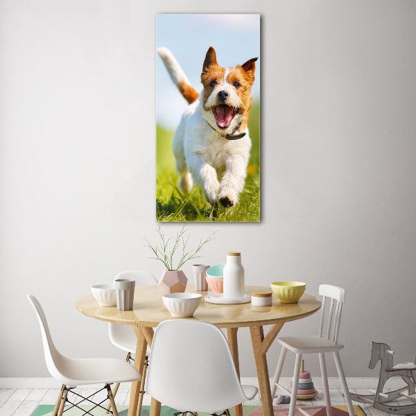 Fotocuadro de cristal elegante para hogar vertical perro Jack Russell