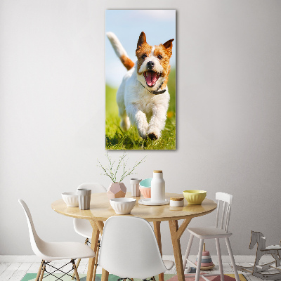 Fotocuadro de cristal elegante para hogar vertical perro Jack Russell