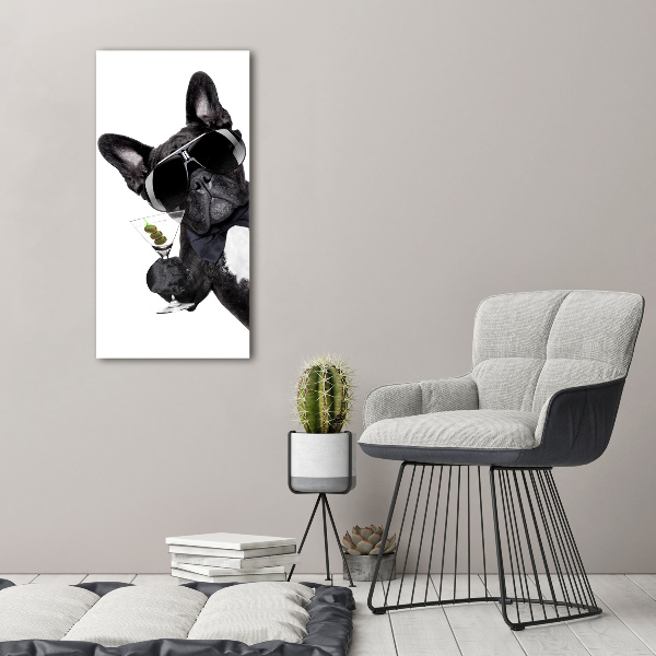 Cuadro de cristal moderno efecto brillo vertical Piez con martini