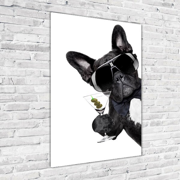 Cuadro de cristal moderno efecto brillo vertical Piez con martini