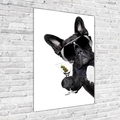 Cuadro de cristal moderno efecto brillo vertical Piez con martini