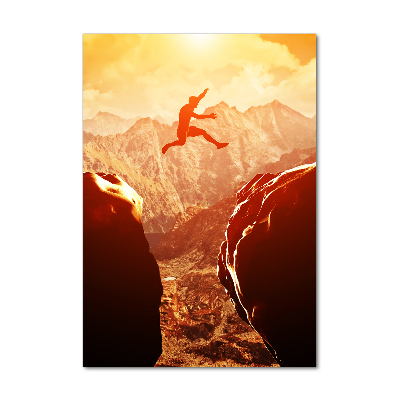 Fotocuadro de cristal elegante para hogar vertical Saltar sobre el abismo