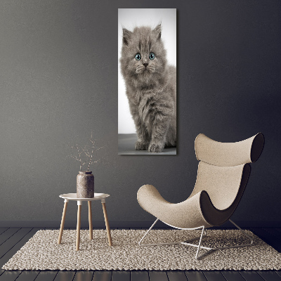 Cuadro decorativo en cristal con canto pulido vertical Gato británico gris