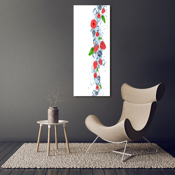 Cuadro de vidrio templado 4mm para pared vertical Frutos del bosque y hielo