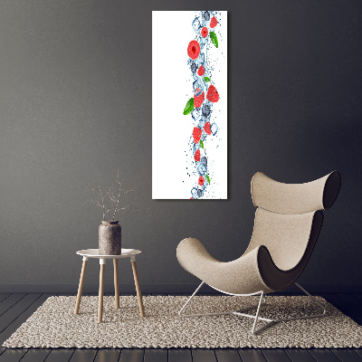 Cuadro de vidrio templado 4mm para pared vertical Frutos del bosque y hielo