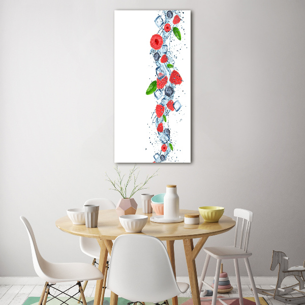 Cuadro de vidrio templado 4mm para pared vertical Frutos del bosque y hielo