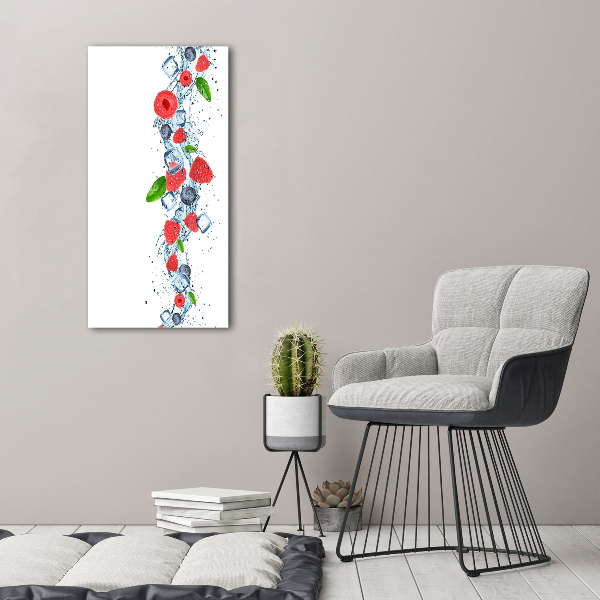 Cuadro de vidrio templado 4mm para pared vertical Frutos del bosque y hielo