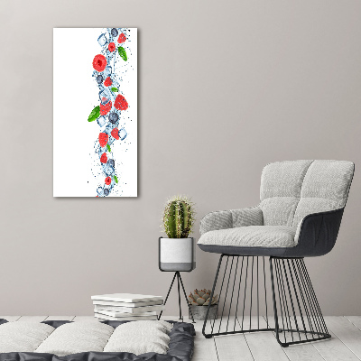 Cuadro de vidrio templado 4mm para pared vertical Frutos del bosque y hielo
