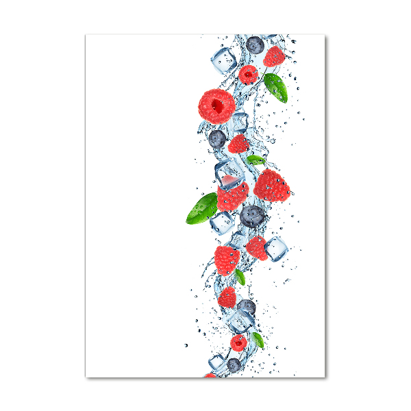 Cuadro de vidrio templado 4mm para pared vertical Frutos del bosque y hielo