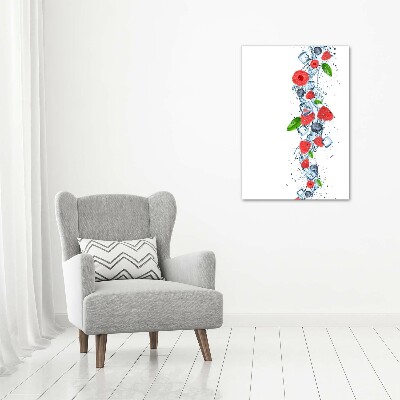 Cuadro de vidrio templado 4mm para pared vertical Frutos del bosque y hielo