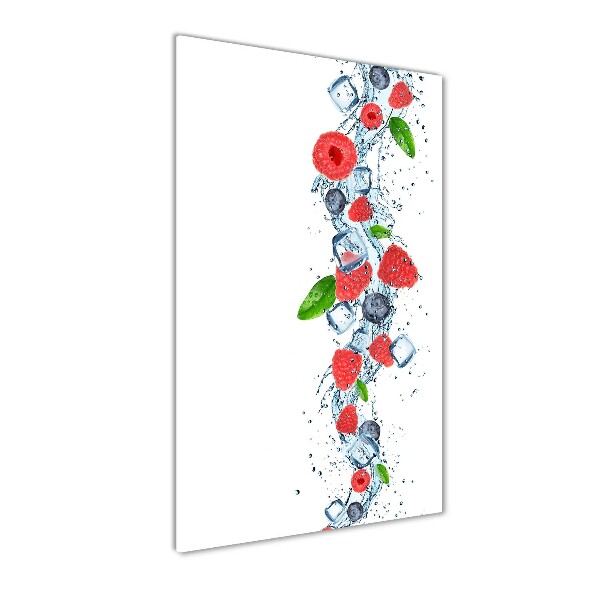 Cuadro de vidrio templado 4mm para pared vertical Frutos del bosque y hielo