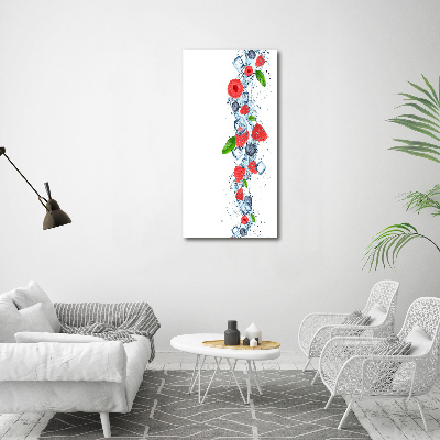 Cuadro de vidrio templado 4mm para pared vertical Frutos del bosque y hielo