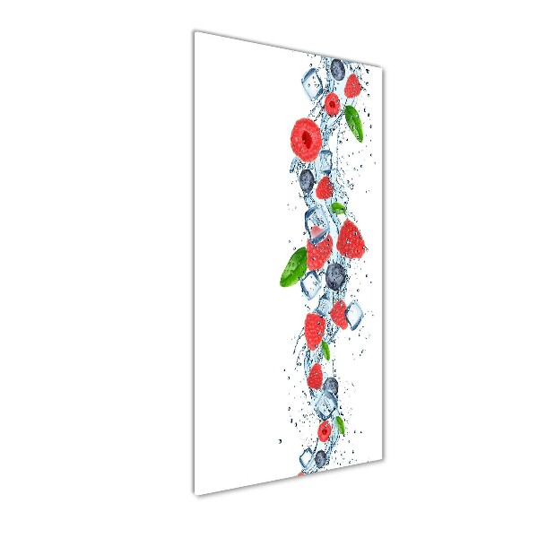 Cuadro de vidrio templado 4mm para pared vertical Frutos del bosque y hielo
