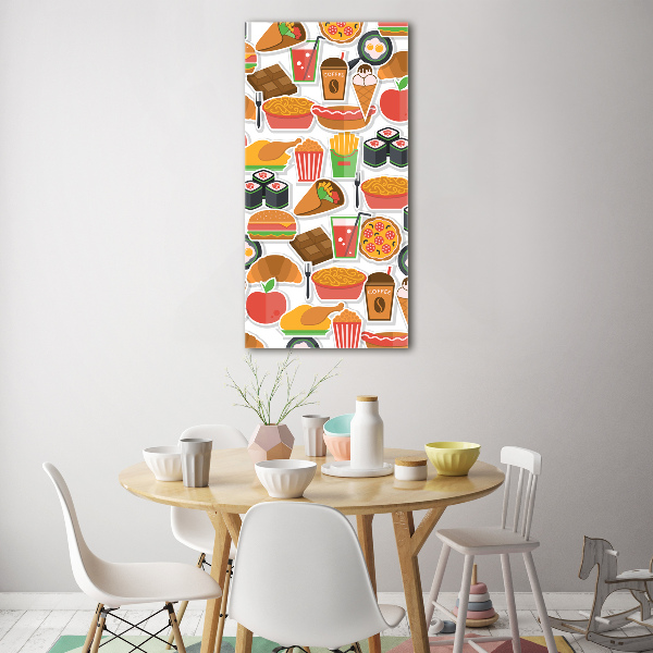 Cuadro de vidrio templado 4mm para pared vertical Comida rápida