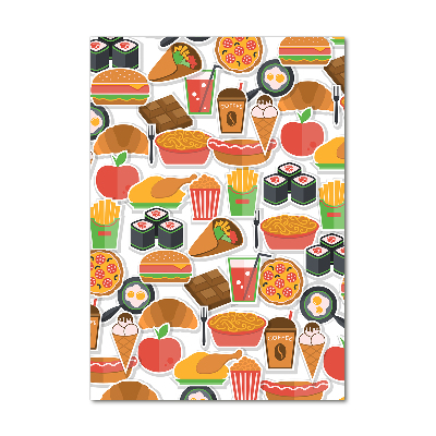 Cuadro de vidrio templado 4mm para pared vertical Comida rápida