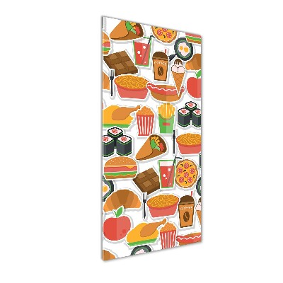 Cuadro de vidrio templado 4mm para pared vertical Comida rápida