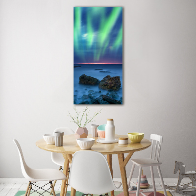 Fotocuadro de cristal elegante para hogar vertical Auroras boreales