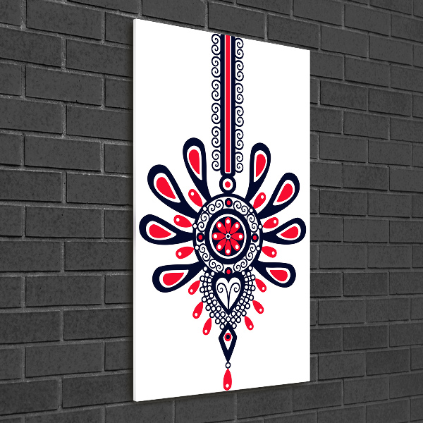 Cuadro decorativo en cristal con canto pulido vertical Patrón popular polaco