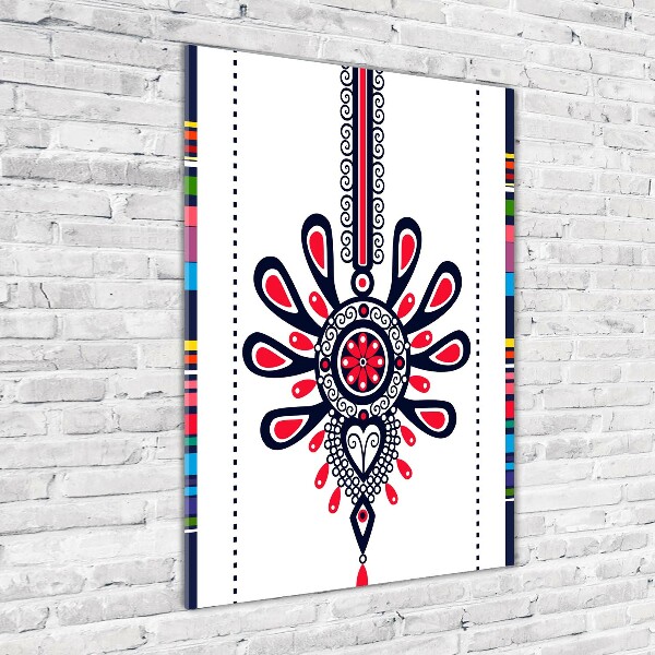 Cuadro decorativo en cristal con canto pulido vertical Patrón popular polaco