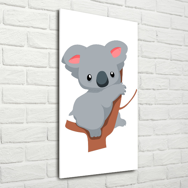 Cuadro decorativo en cristal con canto pulido vertical Panda en un árbol