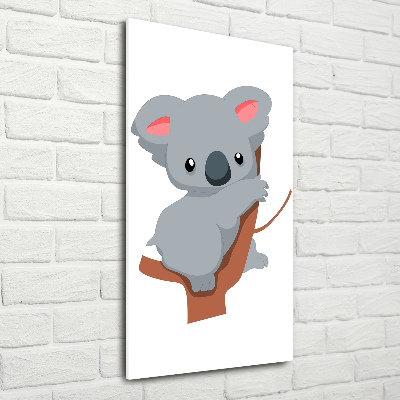 Cuadro decorativo en cristal con canto pulido vertical Panda en un árbol