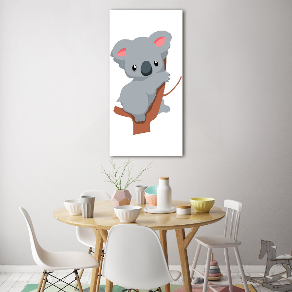 Cuadro decorativo en cristal con canto pulido vertical Panda en un árbol